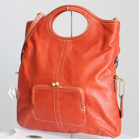 Coach Ergo Convertible Tote #12250 Burnt Orange NWT/NWD Tattersall Kiss Lock HTF - Picture 6 of 15